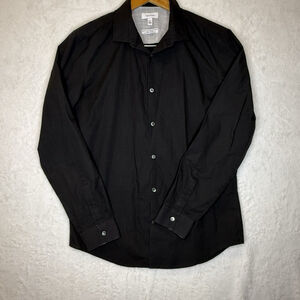 Calvin Klein M Infinite Cool Non-iron Shirt Black Dress Shirt Long Sleeve
